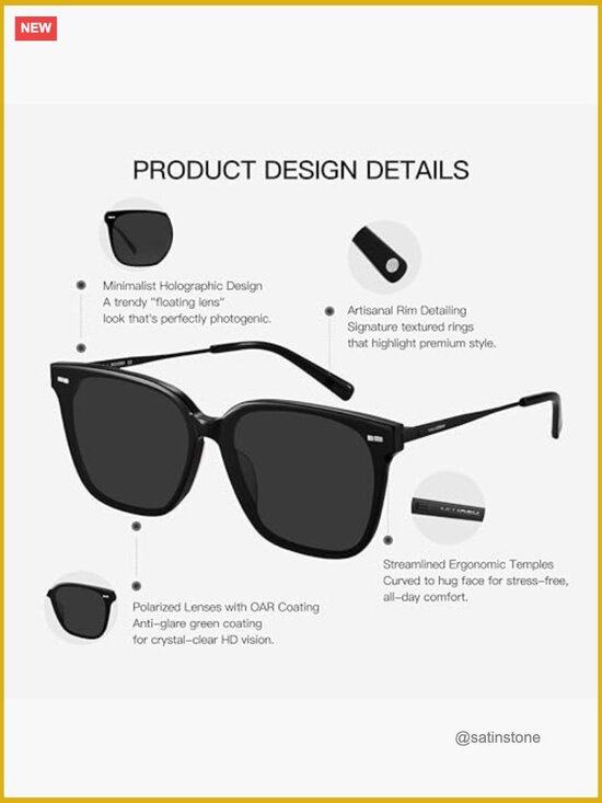 Retro Square Polarized Sunglasses UV400 Lightweight Acetate Nylon main image 4